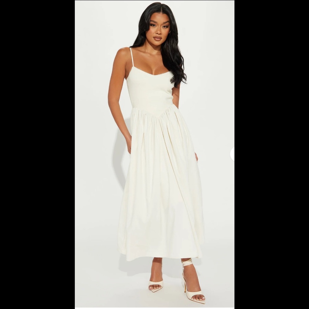 Fashion Nova Classic Midi Dress - Cream Size XS NWT